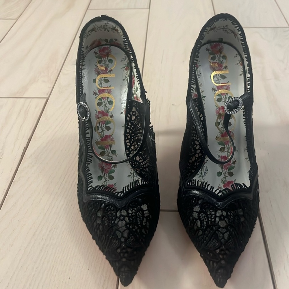 Gucci black lace heels